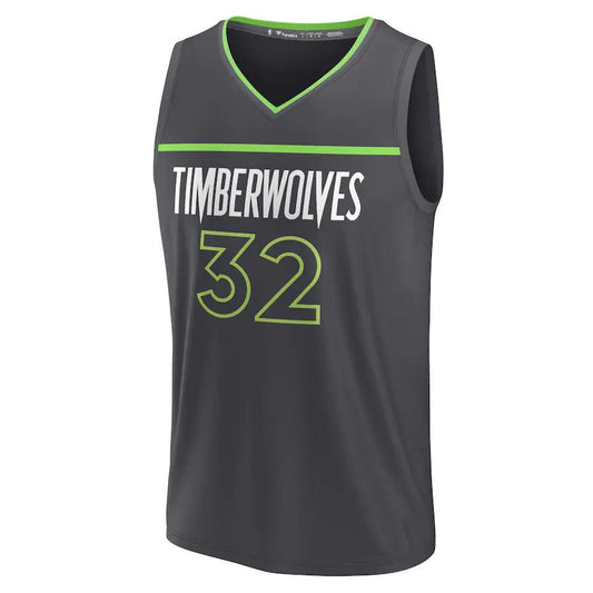 M.Timberwolves #32 Karl-Anthony Towns Fanatics Branded 2022-23 Fast Break Replica Jersey Anthracite Statement Edition Stitched American Basketball Jersey