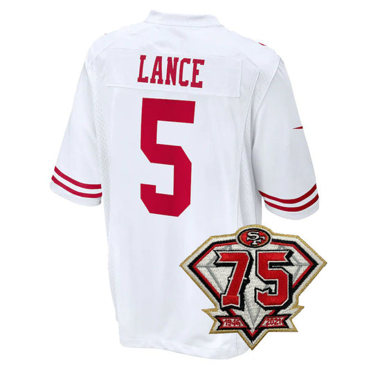 Men's Kids Women's SF.49ers #5 Trey Lance Football Jersey Red White Black