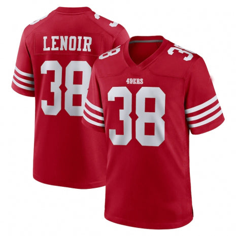SF.49ers #38 Deommodore Lenoir Scarlet Game Player Jersey Stitched American Football Jerseys