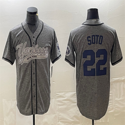 Los Angeles Dodgers #22 Juan Soto Gray Home Authentic Patch Jersey Baseball Jerseys