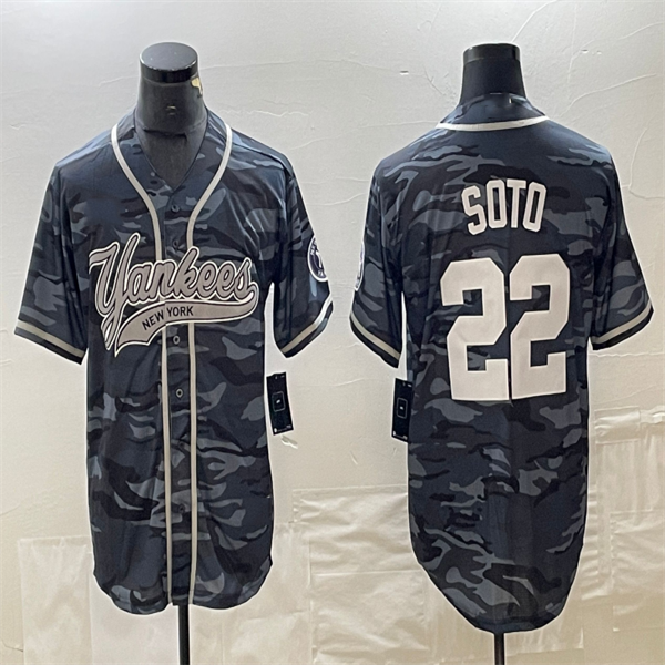 Los Angeles Dodgers #22 Juan Soto Grey Camo Home Authentic Patch Jersey Baseball Jerseys