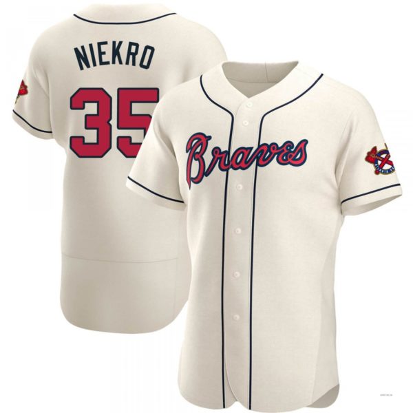 Atlanta Braves #35 Phil Niekro Cream Alternate Jersey Stitches Baseball Jerseys