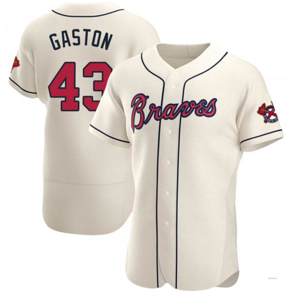 Atlanta Braves #43 Cito Gaston Cream Alternate Jersey Stitches Baseball Jerseys