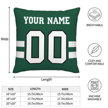 Custom NY.Jets Pillow Decorative Throw Pillow Case - Print Personalized Football Team Fans Name & Number Birthday Gift Football Pillows