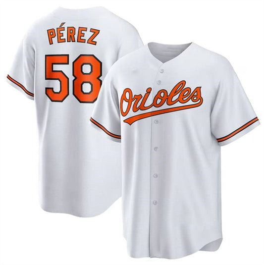 Baltimore Orioles #58 Cionel P¨¦rez White Authentic Player Jersey Baseball Jerseys
