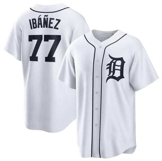 Detroit Tigers #77 Andy Ib¨¢?ez White Home Replica Player Name Jersey Baseball Jerseys