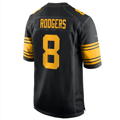 P.Steelers #8 Aaron Rodgers Black Alternate Game Stitched American Football Jerseys