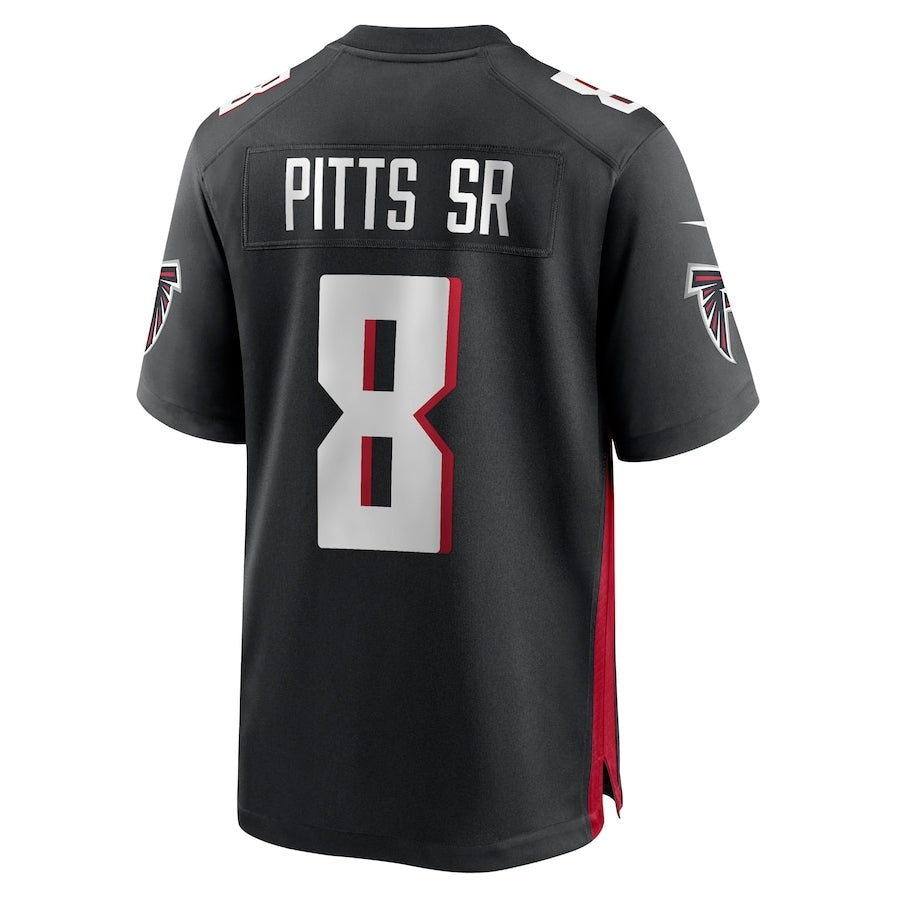 A.Falcons #8 Kyle Pitts Sr. Black Team Game Stitched American Football Jerseys