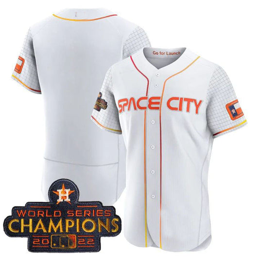 Houston Astros WHITE 2023 SPACE CITY CHAMPIONS FLEX JERSEY ¨C ALL STITCHEDBaseball Jerseys