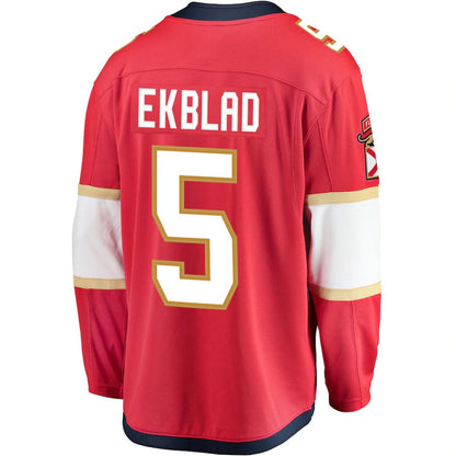 F.Panthers #5 Aaron Ekblad Fanatics Branded Breakaway Player Jersey Red Stitched American Hockey Jerseys CustomName