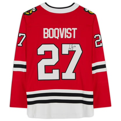 C.Blackhawks #27 Adam Boqvist Fanatics Authentic Autographed Fanatics Breakaway Jersey Red Stitched American Hockey Jerseys CustomName