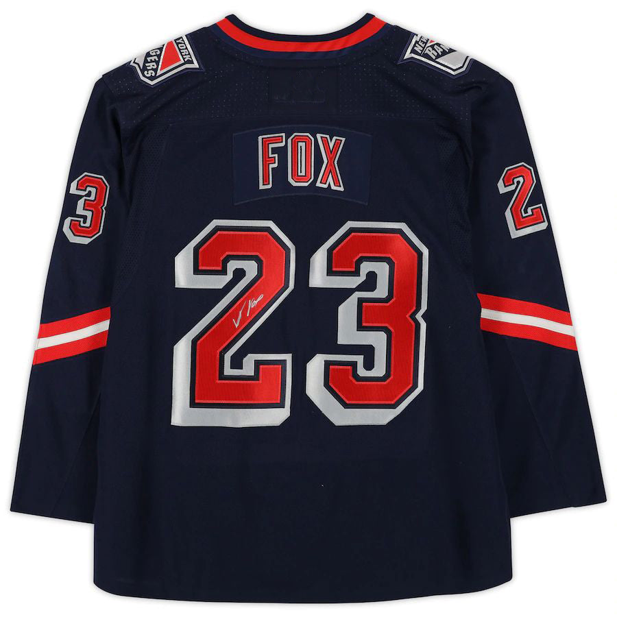 NY.Rangers #23 Adam Fox Fanatics Authentic Autographed 2020-21 Reverse Retro Navy Stitched American Hockey Jerseys CustomName