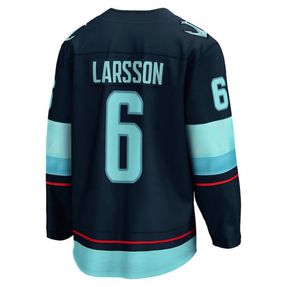 S.Kraken #6 Adam Larsson Fanatics Branded Home Breakaway Player Jersey Deep Sea Blue Stitched American Hockey Jerseys CustomName