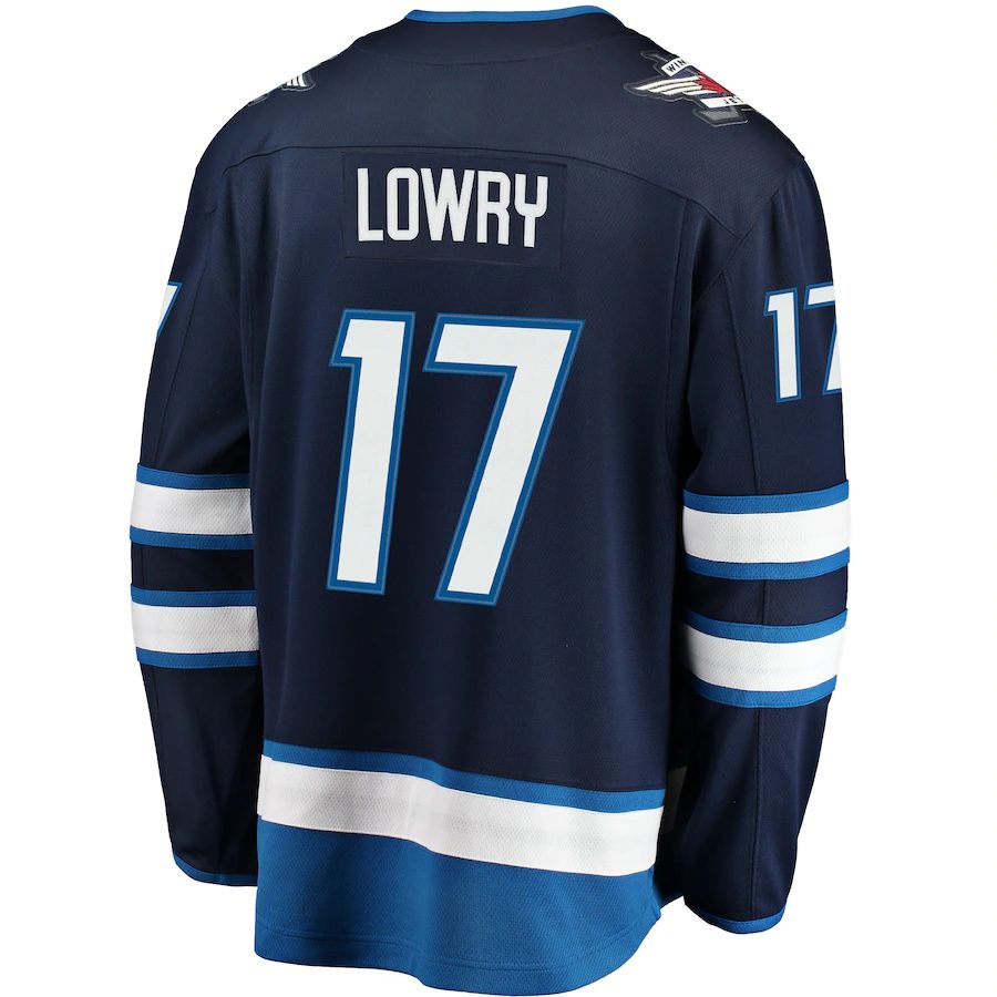W.Jets #17 Adam Lowry Fanatics Branded Breakaway Replica Jersey Navy Stitched American Hockey Jerseys CustomName