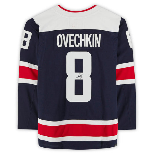 W.Capitals #8 Alex Ovechkin Fanatics Authentic Autographed Alternate Navy Stitched American Hockey Jerseys CustomName