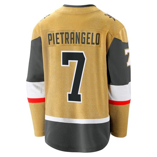 V.Golden Knights #7 Alex Pietrangelo Fanatics Branded Alternate Premier Breakaway Player Jersey Gold Stitched American Hockey Jerseys CustomName