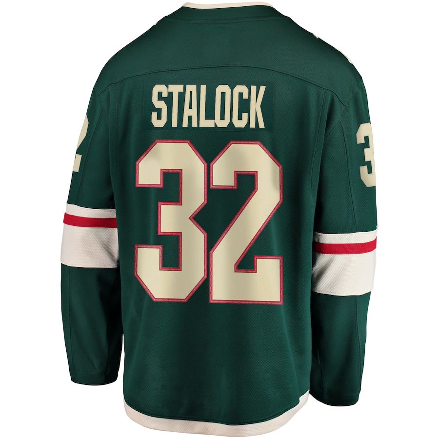 M.Wild #32 Alex Stalock Fanatics Branded Breakaway Player Jersey Green Stitched American Hockey Jerseys CustomName