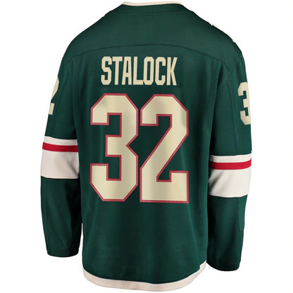 M.Wild #32 Alex Stalock Fanatics Branded Breakaway Player Jersey Green Stitched American Hockey Jerseys CustomName