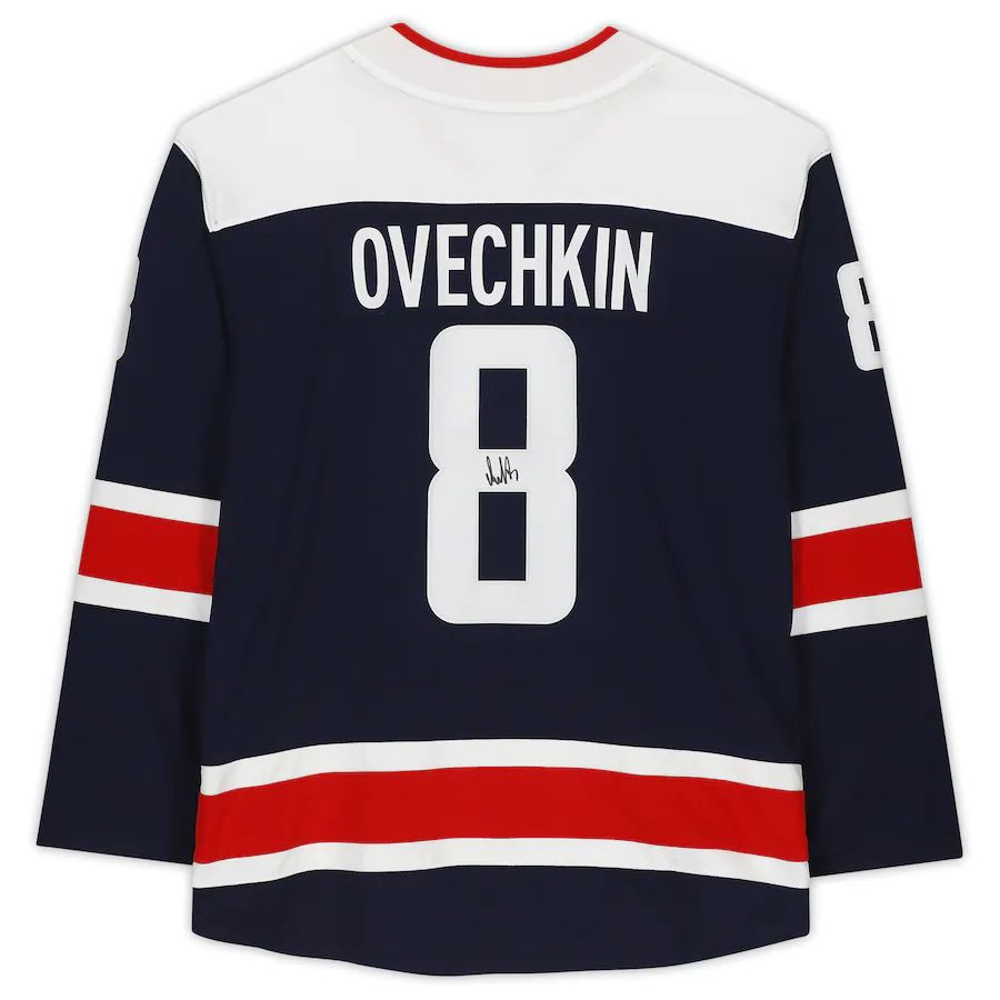 W.Capitals #8 Alex Ovechkin Fanatics Authentic Autographed Branded Alternate Breakaway Jersey Navy Stitched American Hockey Jerseys CustomName