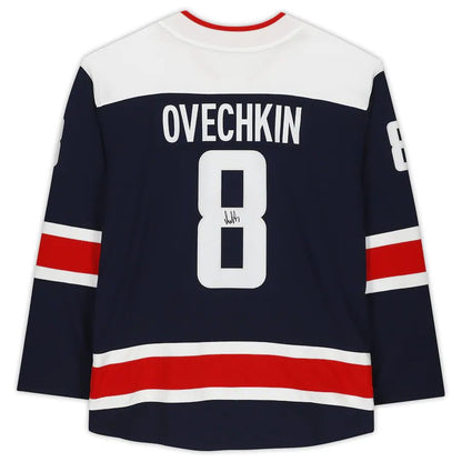W.Capitals #8 Alex Ovechkin Fanatics Authentic Autographed Branded Alternate Breakaway Jersey Navy Stitched American Hockey Jerseys CustomName
