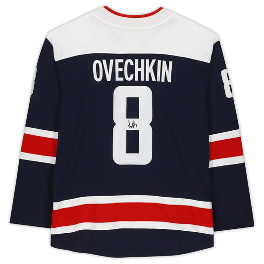 W.Capitals #8 Alex Ovechkin Fanatics Authentic Autographed Branded Alternate Breakaway Jersey Navy Stitched American Hockey Jerseys CustomName