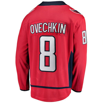 W.Capitals #8 Alex Ovechkin Fanatics Branded Breakaway Player Jersey Red Stitched American Hockey Jerseys CustomName