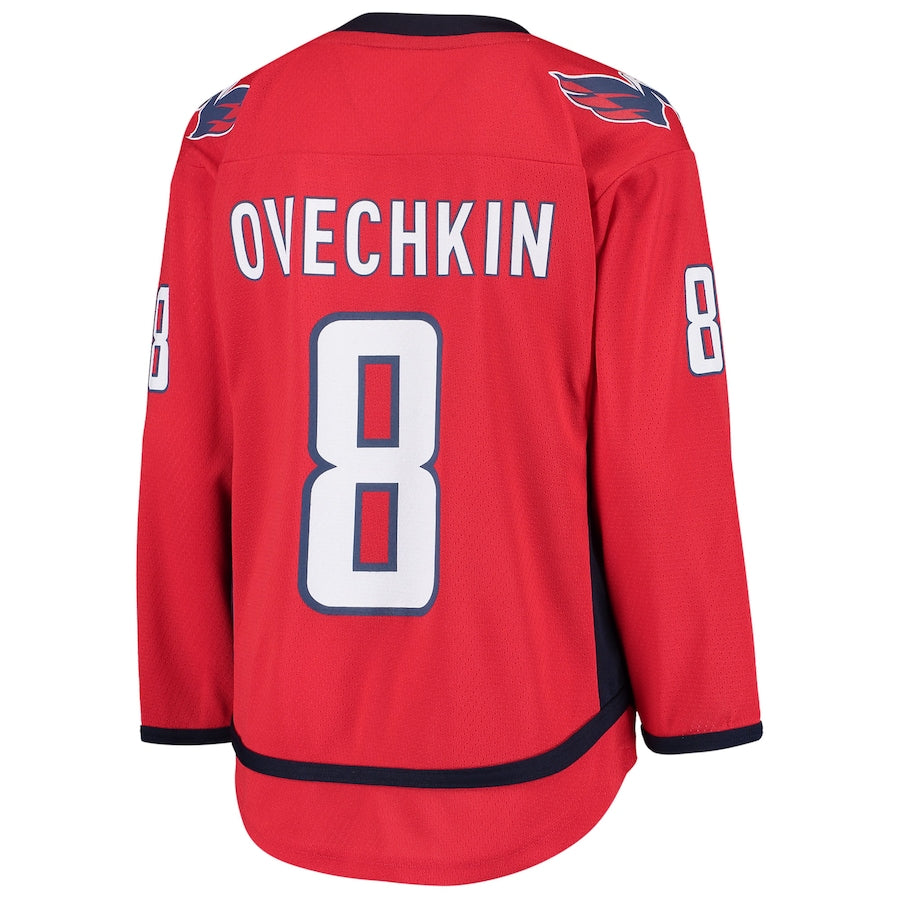 W.Capitals #8 Alex Ovechkin Home Replica Player Jersey Red Stitched American Hockey Jerseys CustomName