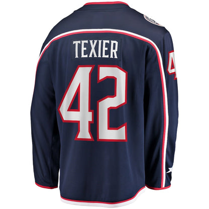 C.Blue Jackets #42 Alexandre Texier Fanatics Branded Home Breakaway Player Jersey Navy Stitched American Hockey Jerseys CustomName