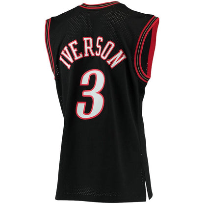 PH.76ers #3 Allen Iverson Mitchell & Ness Big & Tall Hardwood Classics Jersey Black Stitched American Basketball Jersey
