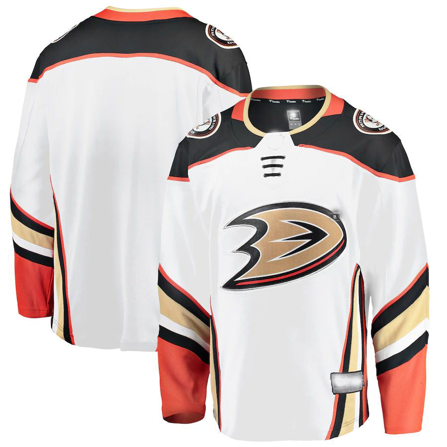 A.Ducks Fanatics Branded Breakaway Away Jersey White Stitched American Hockey Jerseys CustomName