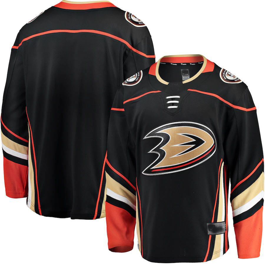 A.Ducks Fanatics Branded Breakaway Home Jersey Black Stitched American Hockey Jerseys CustomName