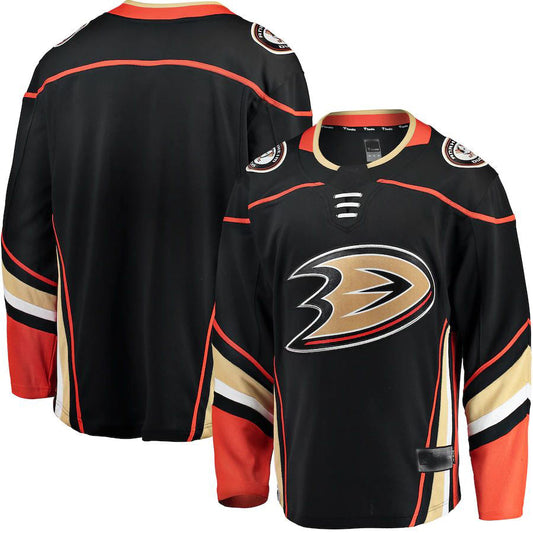 A.Ducks Fanatics Branded Breakaway Home Jersey Black Stitched American Hockey Jerseys CustomName