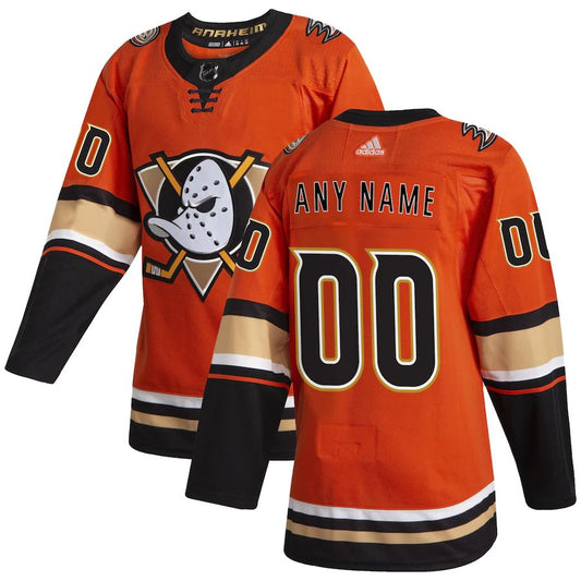 Custom A.Ducks Alternate Authentic Jersey Orange Stitched American Hockey Jerseys CustomName