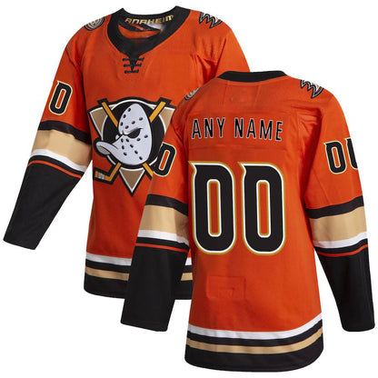Custom A.Ducks Alternate Authentic Jersey Orange Stitched American Hockey Jerseys CustomName