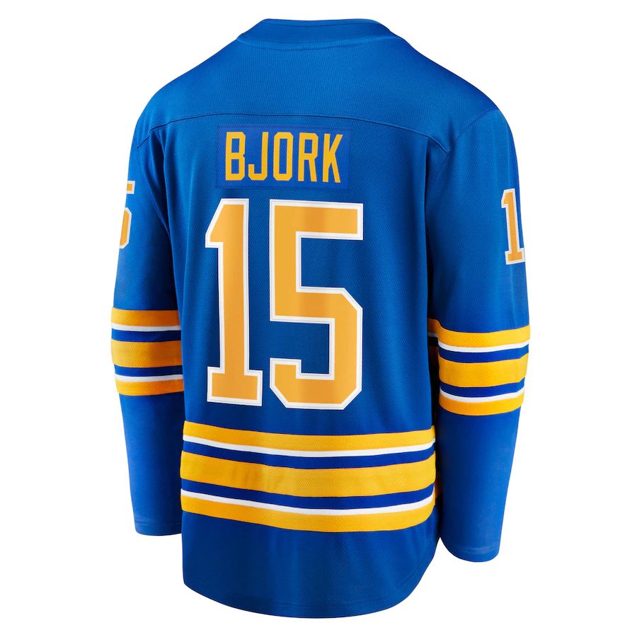 B.Sabres #15 Anders Bjork Fanatics Branded Team Home Breakaway Player Jersey  Royal Stitched American Hockey Jerseys CustomName