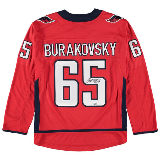 W.Capitals #65 Andre Burakovsky Fanatics Authentic Autograph Jersey  Red Stitched American Hockey Jerseys CustomName