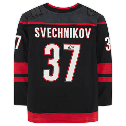 C.Hurricanes #37 Andrei Svechnikov Fanatics Authentic Autographed Jersey Black Stitched American Hockey Jerseys CustomName