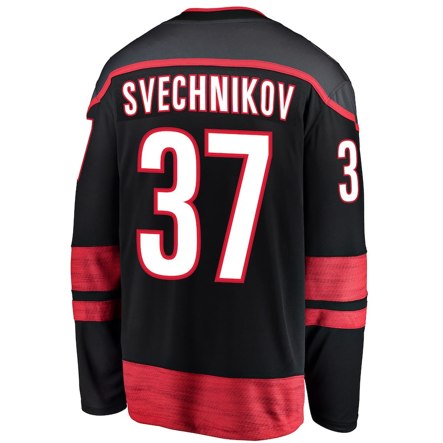 C.Hurricanes #37 Andrei Svechnikov Fanatics Branded Alternate Premier Breakaway Player Jersey Black Stitched American Hockey Jerseys CustomName