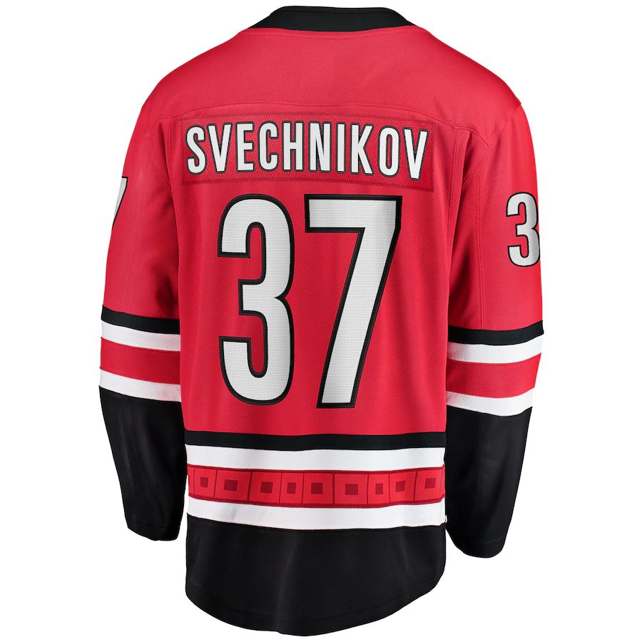 C.Hurricanes #37 Andrei Svechnikov Hurricanes Fanatics Branded Home Premier Breakaway Player Jersey Red Stitched American Hockey Jerseys CustomName