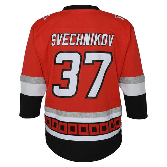 C.Hurricanes #37 Andrei Svechnikov Toddler 25th Anniversary Replica Player Jersey Red Stitched American Hockey Jerseys CustomName