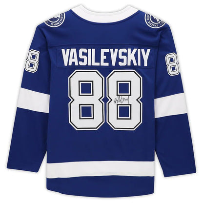 TB.Lightning #88 Andrei Vasilevskiy Fanatics Authentic Autographed Breakaway Jersey Blue Stitched American Hockey Jerseys CustomName