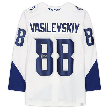 TB.Lightning #88 Andrei Vasilevskiy Fanatics Authentic Autographed 2022 Stadium Series Jersey White Stitched American Hockey Jerseys CustomName