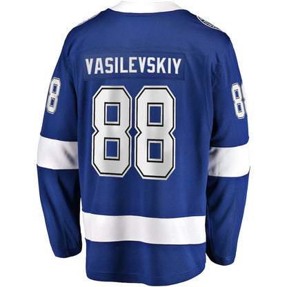 TB.Lightning #88 Andrei Vasilevskiy Fanatics Branded Home 2022 Stanley Cup Final Breakaway Player Jersey  Blue Stitched American Hockey Jerseys CustomName