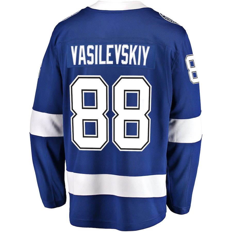 TB.Lightning #88 Andrei Vasilevskiy Fanatics Branded Home Premier Breakaway Player Jersey Blue Stitched American Hockey Jerseys CustomName