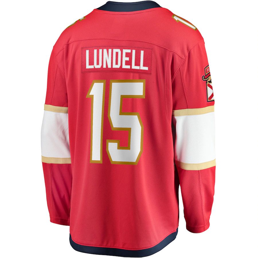 F.Panthers #15 Anton Lundell Fanatics Branded Home Breakaway Player Jersey  Red Stitched American Hockey Jerseys CustomName