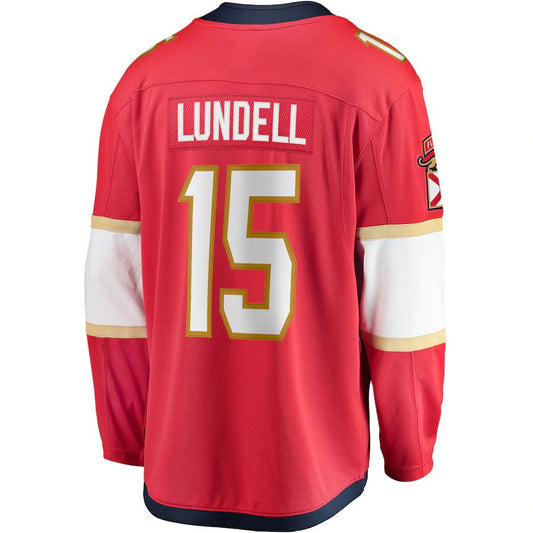 F.Panthers #15 Anton Lundell Fanatics Branded Home Breakaway Player Jersey  Red Stitched American Hockey Jerseys CustomName