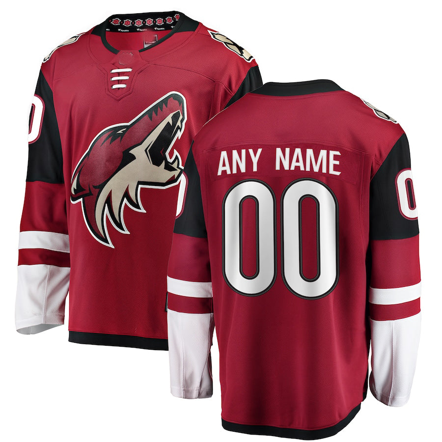 Custom A.Coyotes Fanatics Branded Home Breakaway Jersey Red Stitched American Hockey Jerseys CustomName