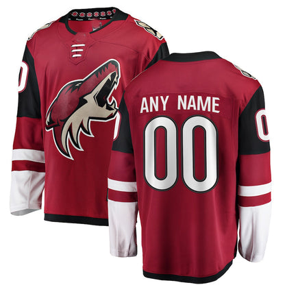 Custom A.Coyotes Fanatics Branded Home Breakaway Jersey Red Stitched American Hockey Jerseys CustomName