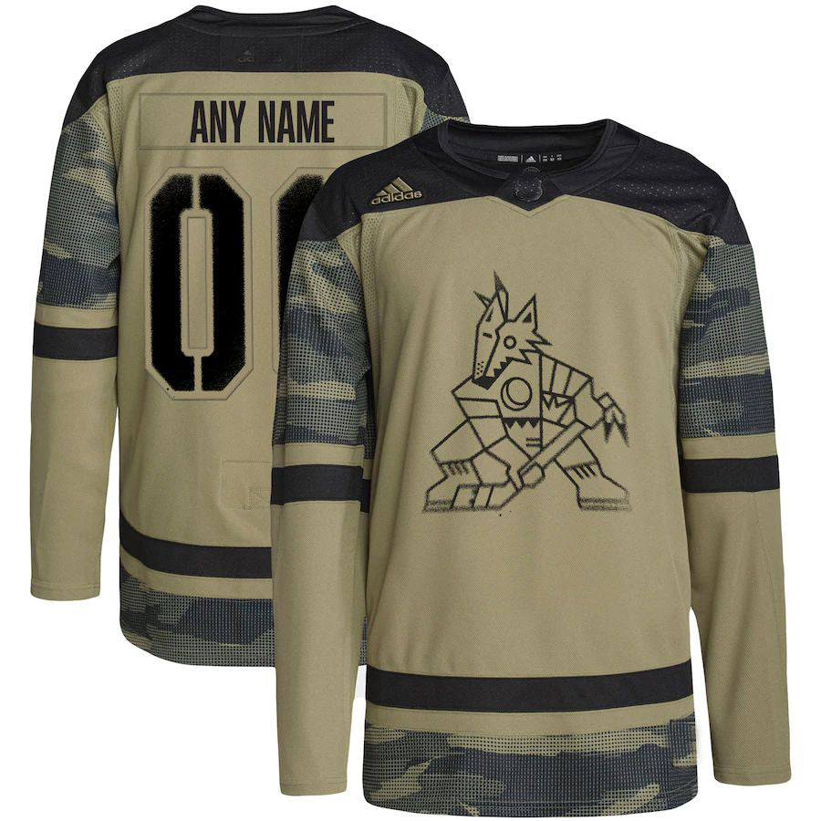 Custom A.Coyotes Military Appreciation Team Authentic Custom Practice Jersey Camo Stitched American Hockey Jerseys CustomName