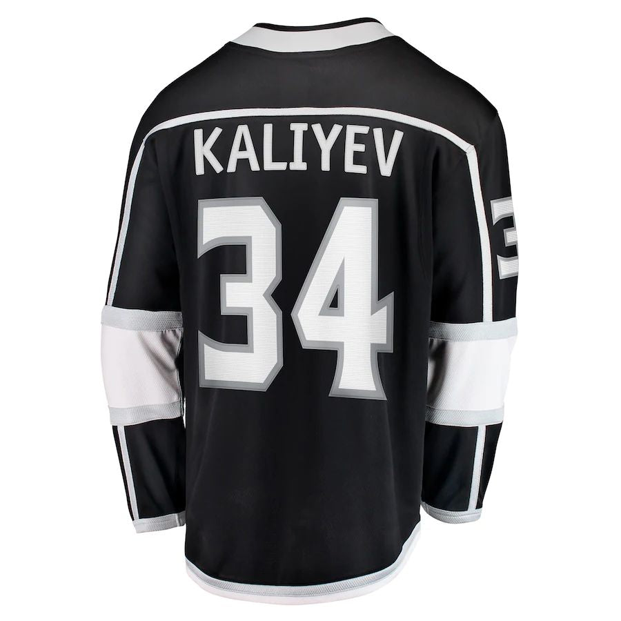 LA.Kings #34 Arthur Kaliyev Fanatics Branded Home Breakaway Player Jersey Black Stitched American Hockey Jerseys CustomName